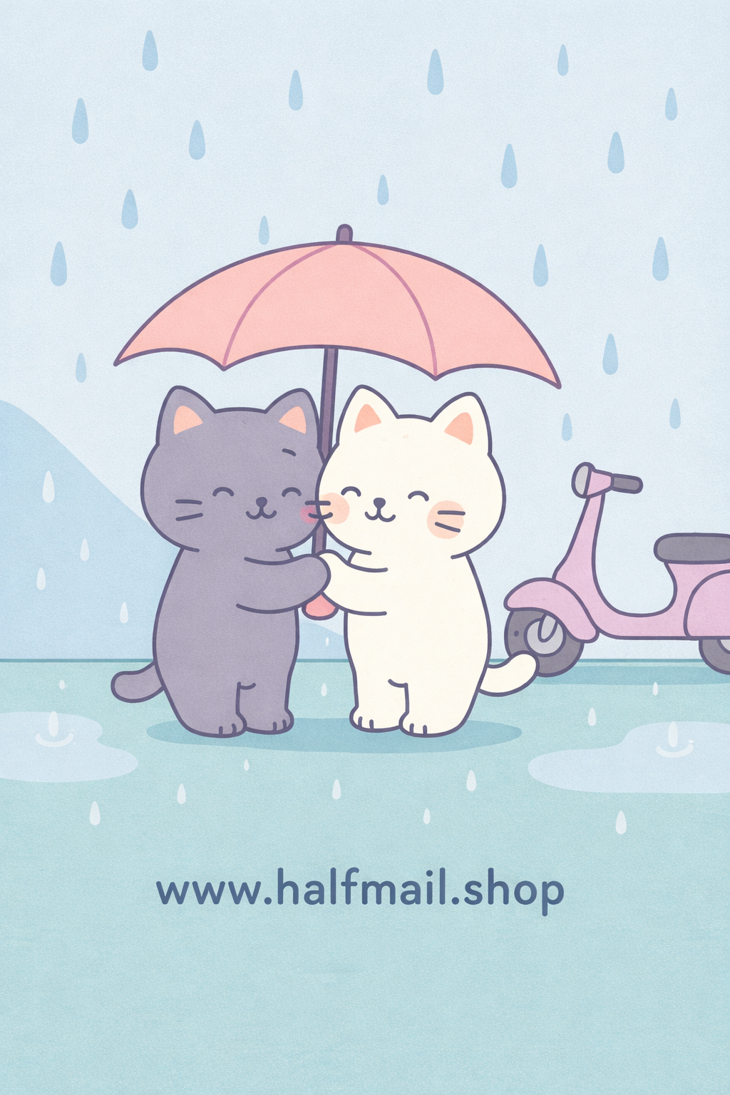 고양이 빗속데이트 앞면